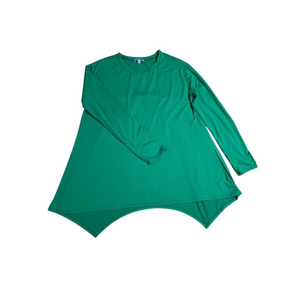 White Birch Green Long Sleeve Sharkbite Hem Tunic Top Medium